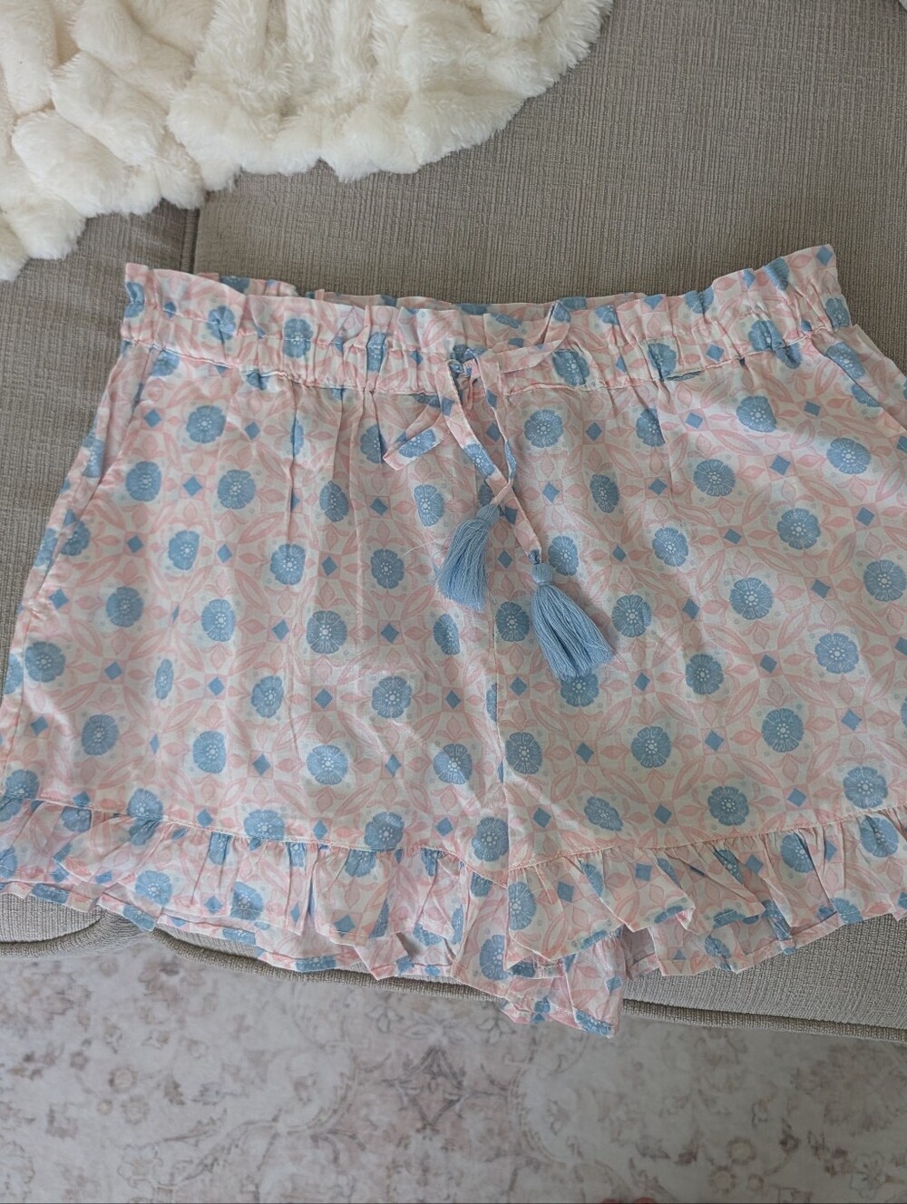 Rachel Zoe 2 Piece Sleep Shorts Bundle Ruffle Floral Cottagecore Size S NWT